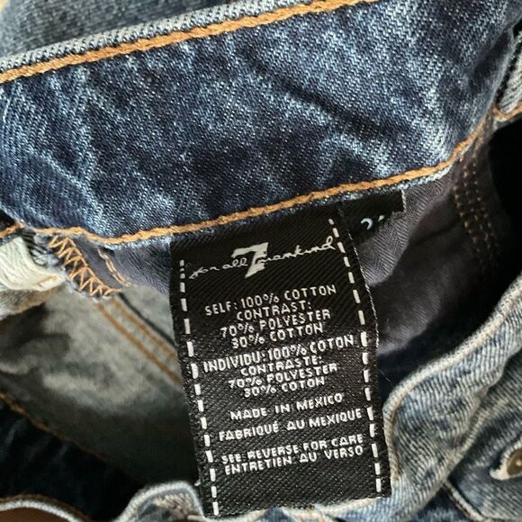 7 For All Mankind Denim Mini Skirt Jean Skirt Medium Wash Distressed Size 24 - Picture 7 of 7